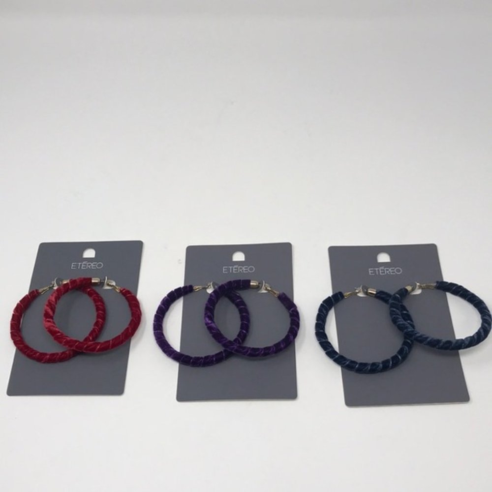 Etereo Velvet Hoop Earrings 3 Pairs